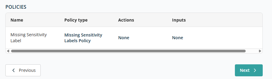 Add Policy — example with rule selected