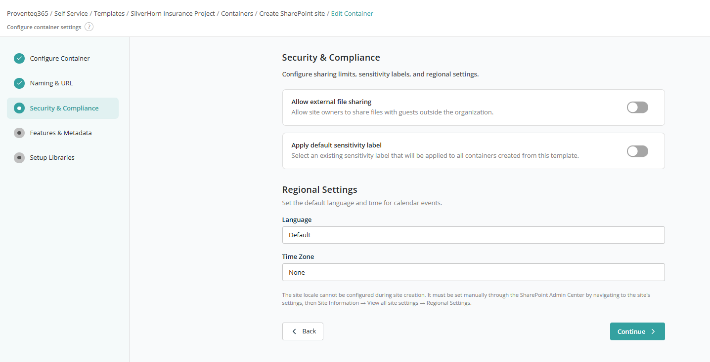 External sharing — toggle ON, dropdown