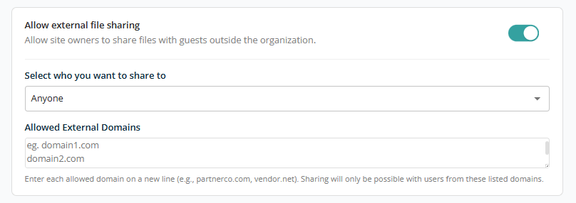 External sharing — domain restrictions