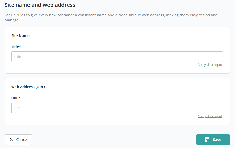 Site name and web address