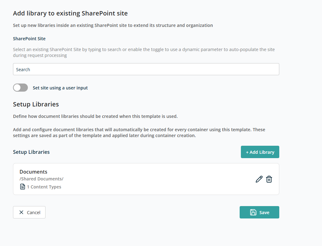 Add library to site