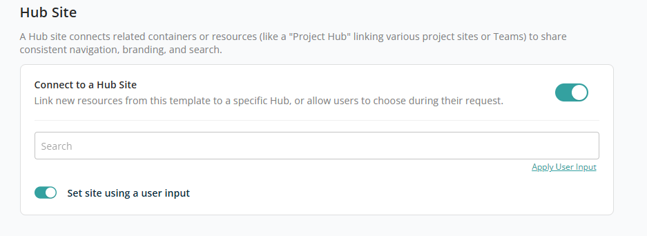 Hub site configuration