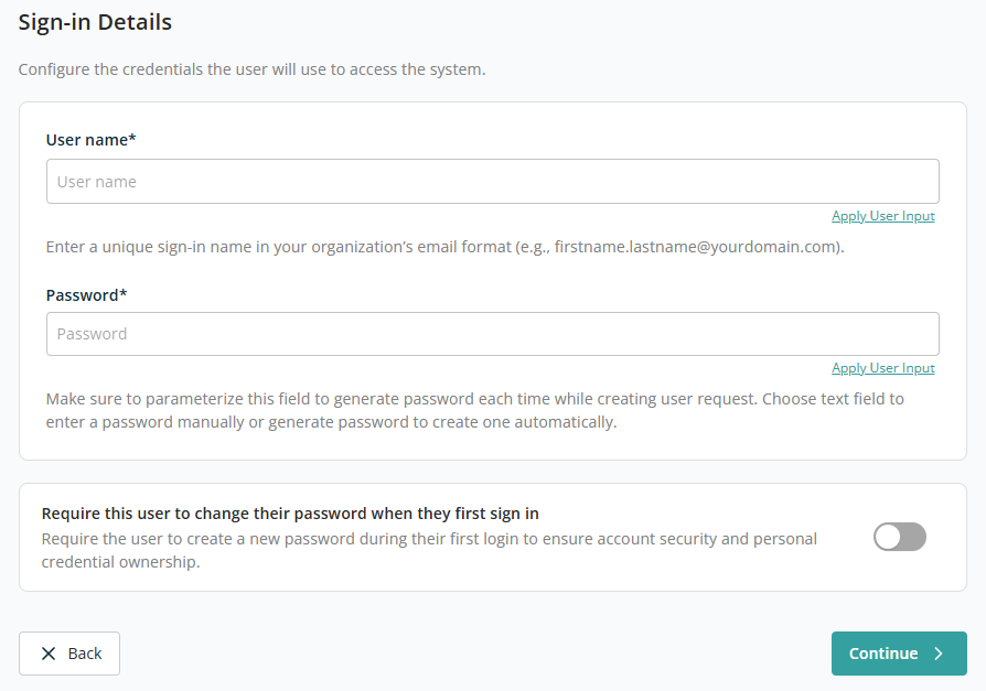 Sign-in details