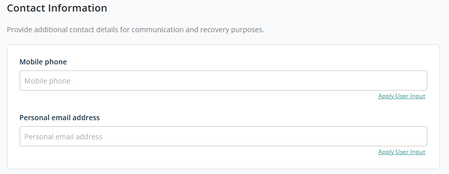 User profile information