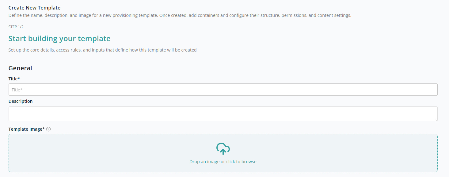 Create new template — general details