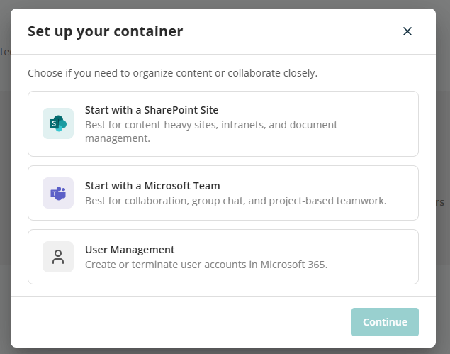 Set up your container