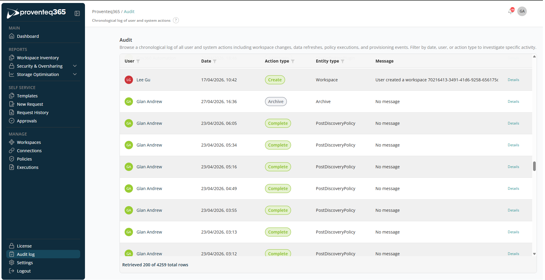 Audit Log