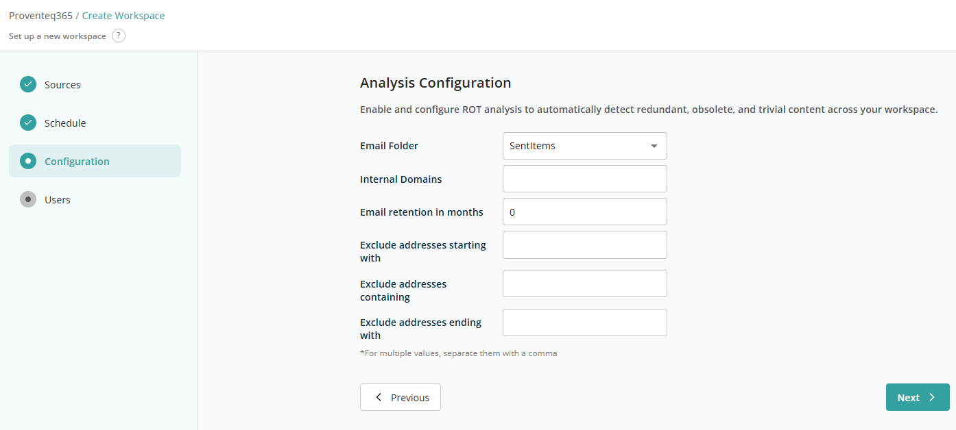 Exchange Monitoring — configuration step